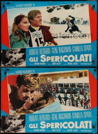 1k0739 DOWNHILL RACER set of 10 Italian 18x27 pbustas 1970 Robert Redford, Camilla Sparv, skiing!