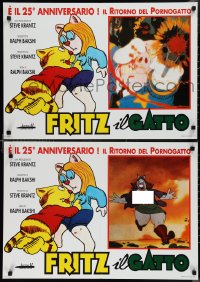 1k0755 FRITZ THE CAT set of 4 Italian 19x27 pbustas R1994 Ralph Bakshi sex cartoon, from R. Crumb!