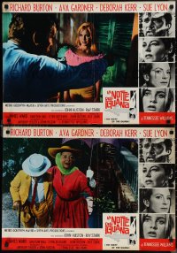 1k0740 NIGHT OF THE IGUANA set of 10 Italian 19x27 pbustas 1964 Richard Burton, Ava Gardner!