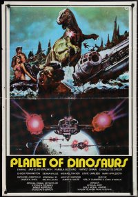 1k0357 PLANET OF DINOSAURS Lebanese 1978 X-Wings & Millennium Falcon art from Star Wars by Aller!