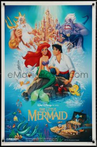 1k1280 LITTLE MERMAID DS 1sh 1989 great Bill Morrison art of Ariel & cast, Disney underwater cartoon