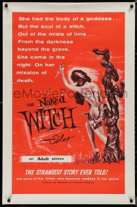 1k1320 NAKED WITCH 1sh 1964 fantastic silly horror art of sexy naked girl with body of a goddess!