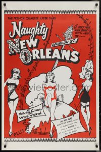 1k1322 NAUGHTY NEW ORLEANS 25x38 1sh R1959 Bourbon St. showgirls in French Quarter after dark!