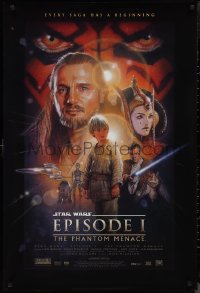 1k1346 PHANTOM MENACE style B DS 1sh 1999 George Lucas, Star Wars Episode I, Drew Struzan art!
