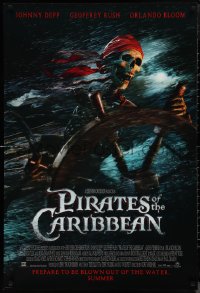 1k1352 PIRATES OF THE CARIBBEAN advance DS 1sh 2003 Curse of the Black Pearl, skeleton at the wheel!