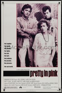 1k1362 PRETTY IN PINK 1sh 1986 great portrait of Molly Ringwald, Andrew McCarthy & Jon Cryer!