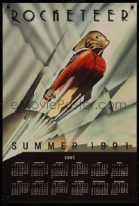 1k0007 ROCKETEER calendar 1991 Walt Disney, deco-style John Mattos art of him soaring into sky!