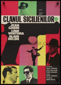1k0294 SICILIAN CLAN Romanian 1969 Jean Gabin, Alain Delon, Lino Ventura, cool different art!
