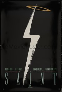 1k1404 SAINT foil teaser 1sh 1997 Val Kilmer, Elisabeth Shue, cool silver lightning bolt design!