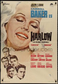 1k0623 HARLOW Spanish 1965 wonderful different MCP close-up art of Carroll Baker in the title role!