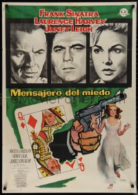 1k0637 MANCHURIAN CANDIDATE Spanish 1963 Frank Sinatra, Leigh, Mac poker card & gun art, very rare!