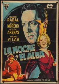 1k0640 NIGHT & THE DAWN Spanish 1958 Forque's La Noche y el Alba, different Josep Soligo art!