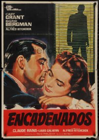 1k0641 NOTORIOUS Spanish R1967 different Jano art of Cary Grant & Ingrid Bergman, Hitchcock!