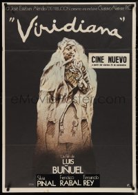 1k0658 VIRIDIANA Spanish 1977 Luis Bunuel, Zulueta art of Silvia Pinal in bridal dress w/feathers!
