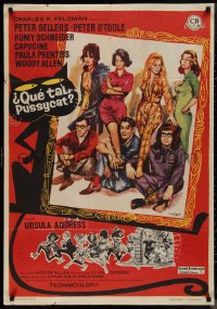 1k0659 WHAT'S NEW PUSSYCAT Spanish 1969 different Mac Gomez art of Woody Allen, O'Toole & sexy babes