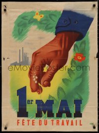 1k0014 1ER MAI HEAVILY TRIMMED 24x32 French WWII war poster 1942 Roland Hugon art!