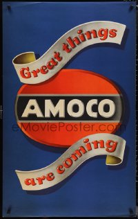1k0132 AMOCO 27x43 advertising poster 1940 Great Things are coming, cool logo art!