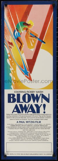 1k0171 BLOWN AWAY 12x33 special poster 1985 surfing documentary, great art, ultra rare!