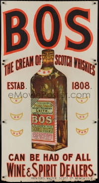 1k0142 BOS 35x66 English advertising poster 1930s art of bottle of cream of Scotch whiskies!