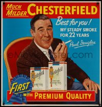 1k0143 CHESTERFIELD 21x22 advertising poster 1950s Paul Douglas' smoke for 22 years, best for you!