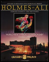 1k0185 HOLMES VS ALI 22x28 special poster 1980 Neiman art of the legendary boxers at Caesars Palace!