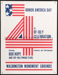 1k0186 HONOR AMERICA DAY 17x22 special poster 1970s patriotic, number 4 drawn with red stripes!