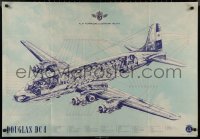 1k0193 KLM ROYAL DUTCH AIRLINES 27x38 Dutch special poster 1940s Douglas DC-4 by Joop Van Heudsen!