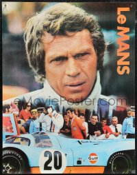 1k0195 LE MANS 17x22 special poster 1971 Gulf Oil, close up of race car driver Steve McQueen!