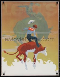 1k0147 LEVI'S 24x31 advertising poster 1978 Graham art of man riding bull wearing Jeans!