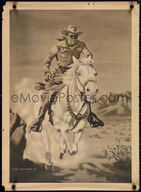 1k0197 LONE RANGER 23x31 special poster 1941 H.J. Ward art of him on riding on a galloping Silver!