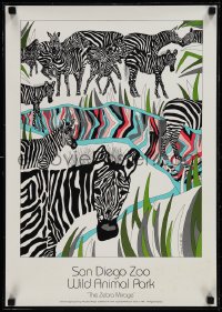1k0212 SAN DIEGO ZOO 17x24 special poster 1987 The Zebra Mirage by Rebecca Covalt!