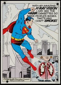 1k0227 SUPERMAN 12x17 special poster 1979 superhero uses x-ray vision to see smoker's lungs!