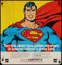 1k0225 SUPERMAN 21x22 special poster 1987 Coca-Cola, JoinAmerica campaign for green cards!