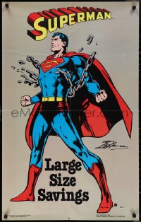 1k0224 SUPERMAN signed 24x38 special poster 1980 Neal Adams comic book art of him breaking chains!