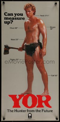 1k0233 YOR, THE HUNTER FROM THE FUTURE 11x22 special poster 1982 full-length barechested Reb Brown!