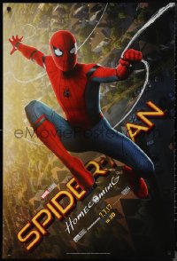 1k1433 SPIDER-MAN: HOMECOMING teaser DS 1sh 2017 Tom Holland swinging over New York City!