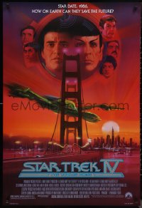 1k1437 STAR TREK IV 1sh 1986 art of Leonard Nimoy, Shatner & Klingon Bird-of-Prey by Bob Peak!