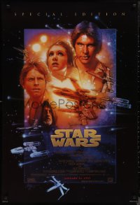 1k1443 STAR WARS style B advance DS 1sh R1997 George Lucas sci-fi classic, cool art montage by Drew Struzan!