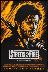 1k1452 STREETS OF FIRE advance 1sh 1984 Walter Hill, Riehm orange dayglo art, a rock & roll fable!