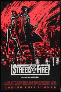 1k1455 STREETS OF FIRE advance 1sh 1984 Walter Hill, Riehm pink dayglo art, a rock & roll fable!