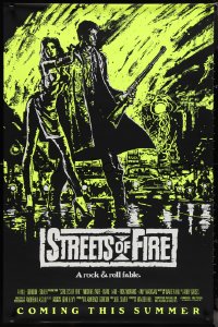 1k1453 STREETS OF FIRE advance 1sh 1984 Walter Hill, Riehm yellow dayglo art, a rock & roll fable!