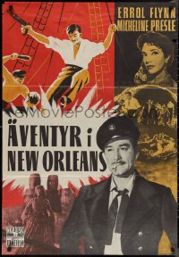 1k0360 ADVENTURES OF CAPTAIN FABIAN Swedish 1951 Errol Flynn & sexy Micheline Presle, different & rare!