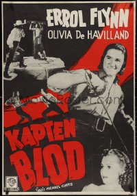 1k0363 CAPTAIN BLOOD Swedish R1940s Errol Flynn & Olivia de Havilland, ultra-rare!