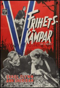 1k0366 EDGE OF DARKNESS Swedish 1945 great image of Errol Flynn & Ann Sheridan, Aberg art, rare!