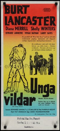 1k0377 YOUNG SAVAGES Swedish stolpe 1961 Burt Lancaster, Dina Merrill, directed by John Frankenheimer