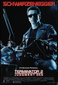 1k1465 TERMINATOR 2 1sh 1991 Arnold Schwarzenegger on motorcycle with shotgun!