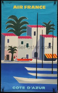 1k0028 AIR FRANCE FRENCH RIVIERA 25x39 French travel poster 1959 wonderful Guy Georget art!