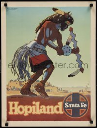 1k0036 SANTA FE HOPILAND 18x24 travel poster 1950s wonderful artwork of Native American dancing!