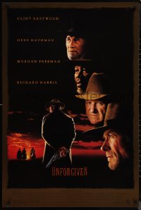 1k1482 UNFORGIVEN DS 1sh 1992 gunslinger Clint Eastwood, Gene Hackman, Morgan Freeman, Harris!