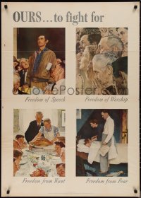 1k0016 OURS TO FIGHT FOR 29x40 WWII war poster 1943 classic Norman Rockwell Four Freedoms art!